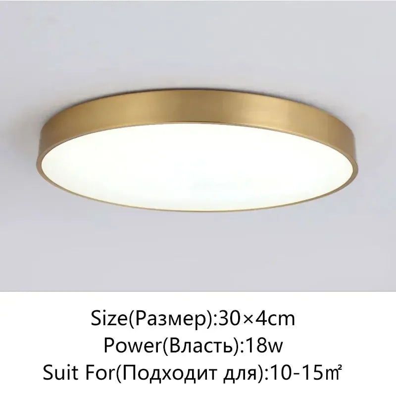 Moderne LED Flur Deckenleuchten - Einfache goldene Rundlampen
