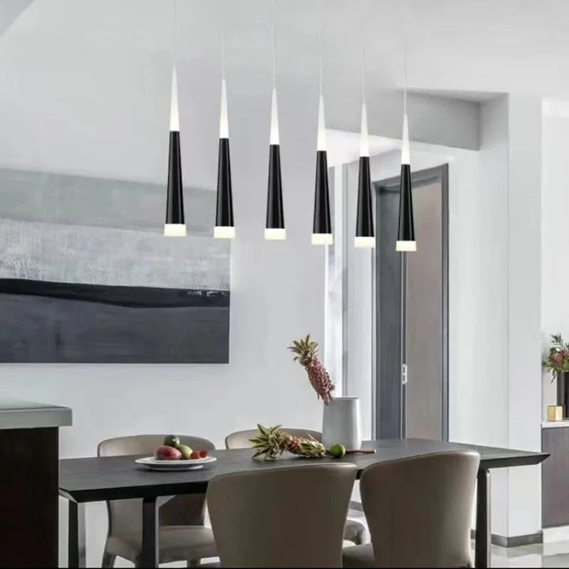 Nordic LED Pendelleuchte – Lange Hängeleuchte für Schlafzimmer, Wohnzimmer, Esszimmer und Arbeitszimmer – Moderne Wohnkultur Lichtobjekt
