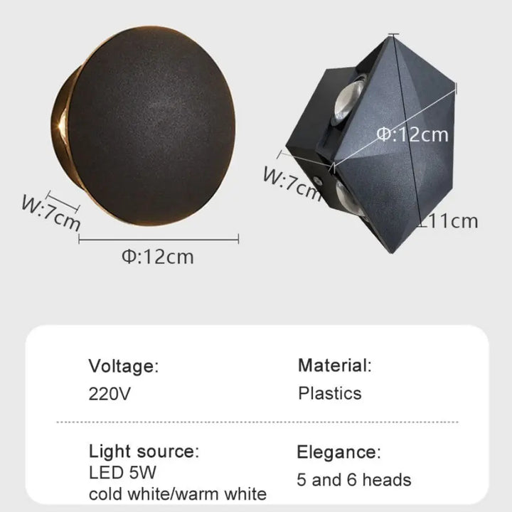 Schwarze Prisma Ambient Minimal Wandlampe