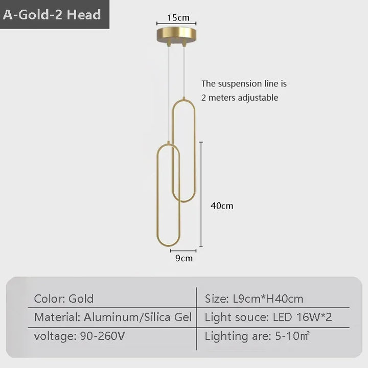 Moderne LED Pendelleuchte – Schwarze und goldene hängende Lampe für Schlafzimmer, Wohnzimmer und Esszimmer – Stilvolle Deckenleuchte für Innenräume