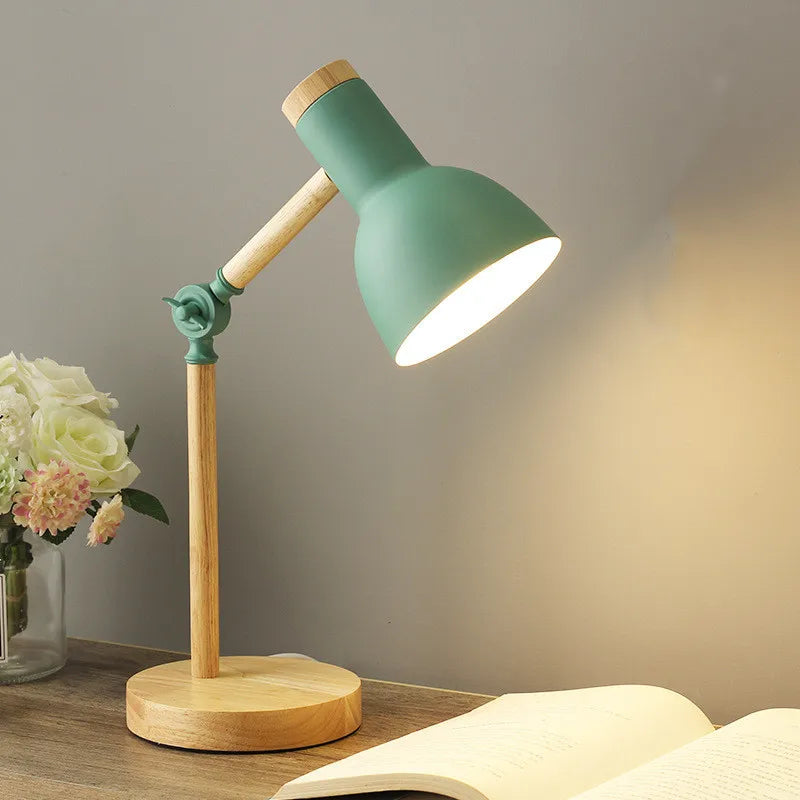 Kreative Nordische Holz Kunst LED Tischlampe – Verstellbarer Kopf & Augenschutz