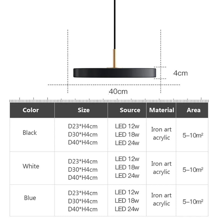 Moderne LED Pendelleuchte – 23/30cm Scheibenhängelampe für Schlafzimmer, Wohnzimmer, Büro und Gang – Dimmbares LED Deckenlicht