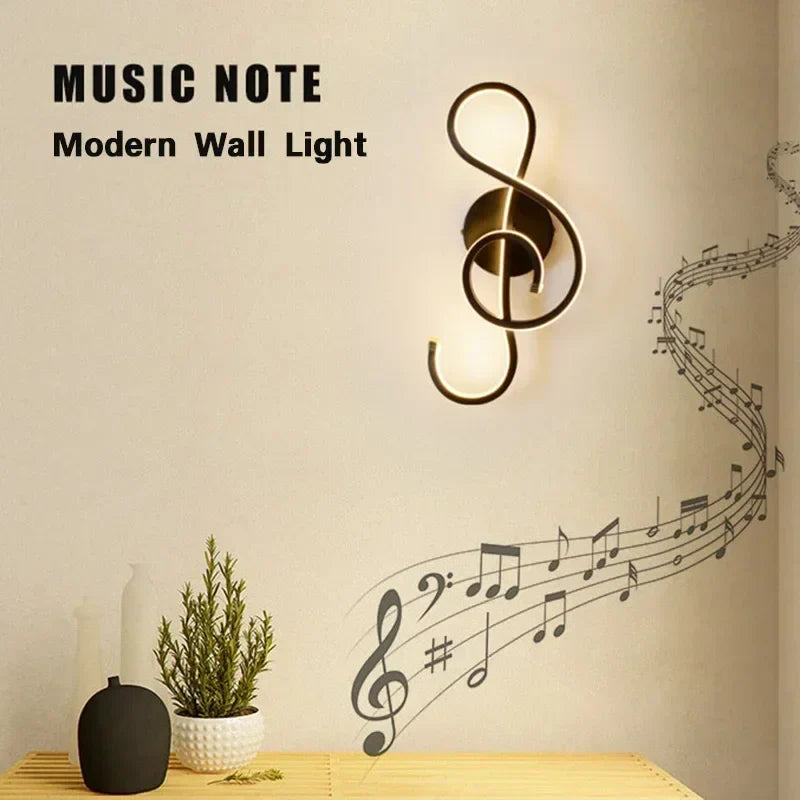 Moderne LED Wandleuchte - Musikalische Note Wandlampe für Schlafzimmer, Wohnzimmer und Büro, Berührung Ein/Aus, Auf- und Abwärts Lichtrichtung, Innenraum Dekoration