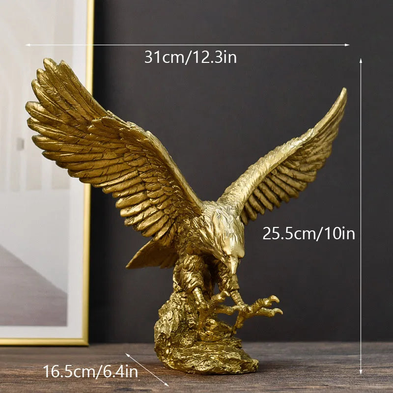 Harz Goldener Adler Statue Kunst Tier Modell Sammlung Ornament Home Büro Schreibtisch Feng Shui Dekor Figuren einfach
