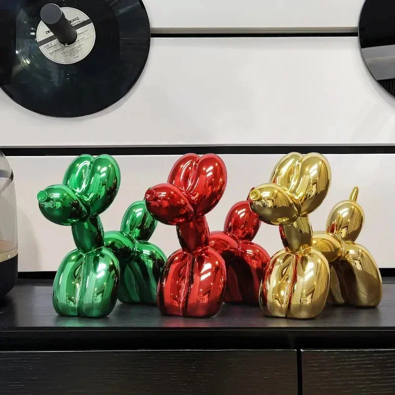 Nordic Balloon Dog Skulptur Harz Tier Ornament Kunstskulpturen und Figuren Bastel Heimdekoration Raum Schreibtisch Zubehör