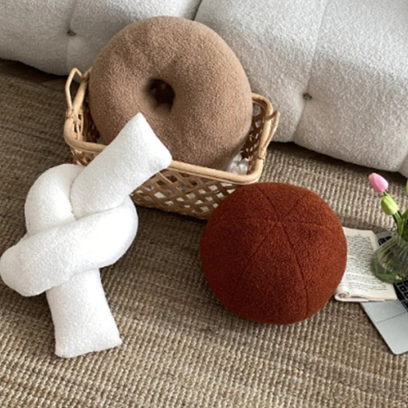 Nordic Bouclé Abstract Kissen – Minimalistisches Plüschkissen
