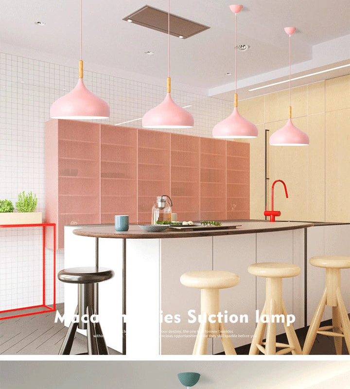 Moderne Macaron Pendelleuchte – Farbige LED-Kronleuchter für Schlafzimmer, Restaurant, Büro und Wohnzimmer – Einstellbares Aluminium-Hängelicht