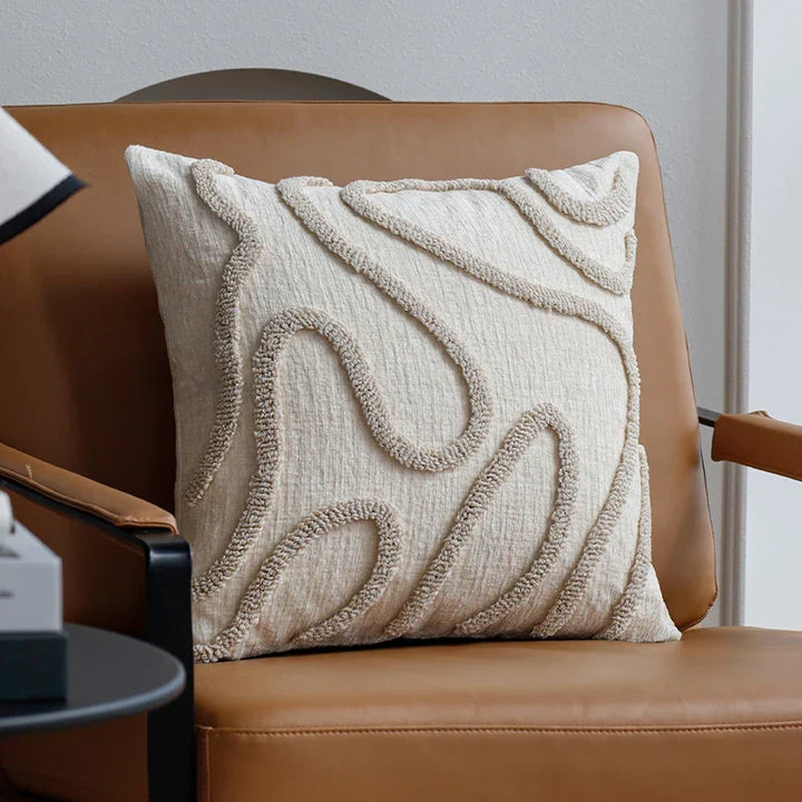 Boho Chenille Kissen mit weichen geometrischen Linien für Sofa und Wohnzimmer