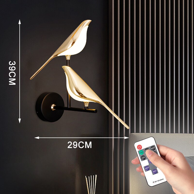 Moderne nordische Wandvogel Lampe