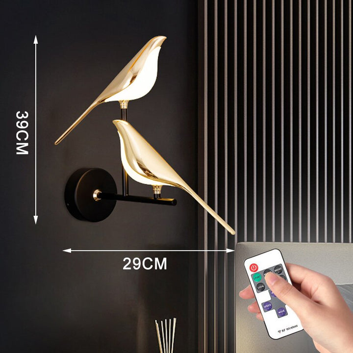 Moderne nordische Wandvogel Lampe