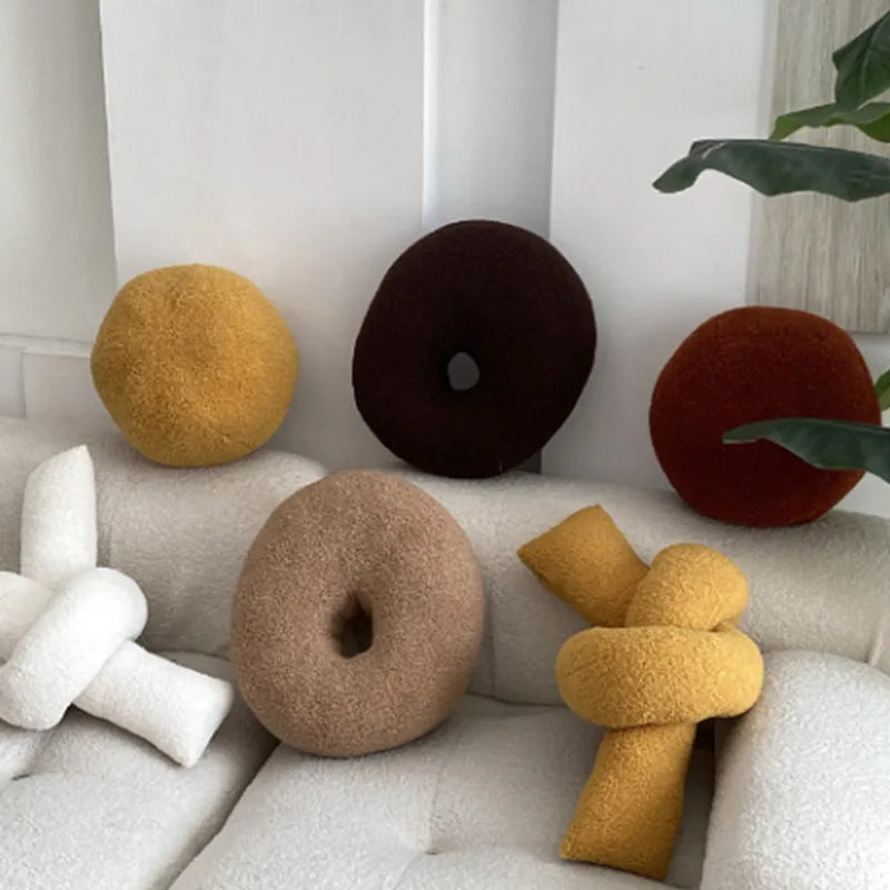 Nordic Bouclé Abstract Kissen – Minimalistisches Plüschkissen