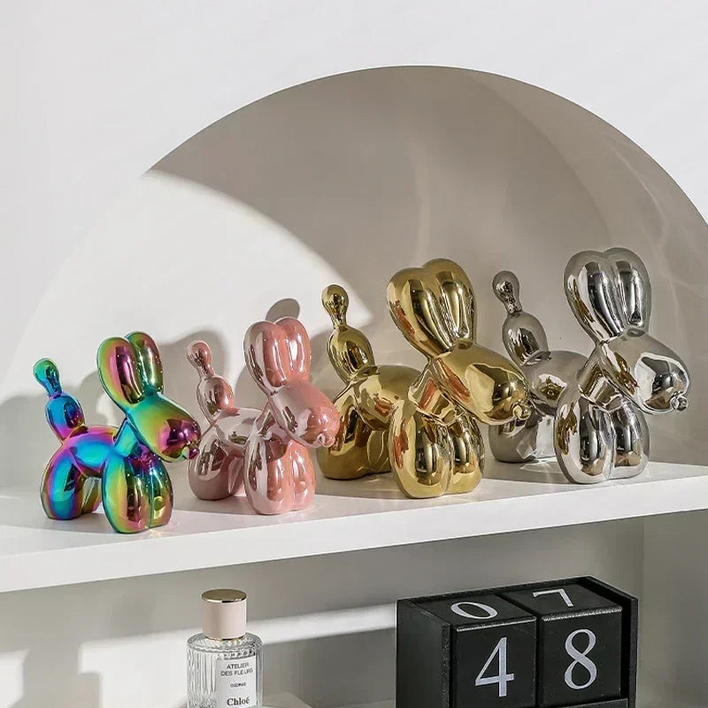 Nordic Keramische Ballonhund Skulptur Gold Tier Dekorationen Statue Wohnzimmer Ornamente Kreatives Schreibtisch Ornament Heim Deko