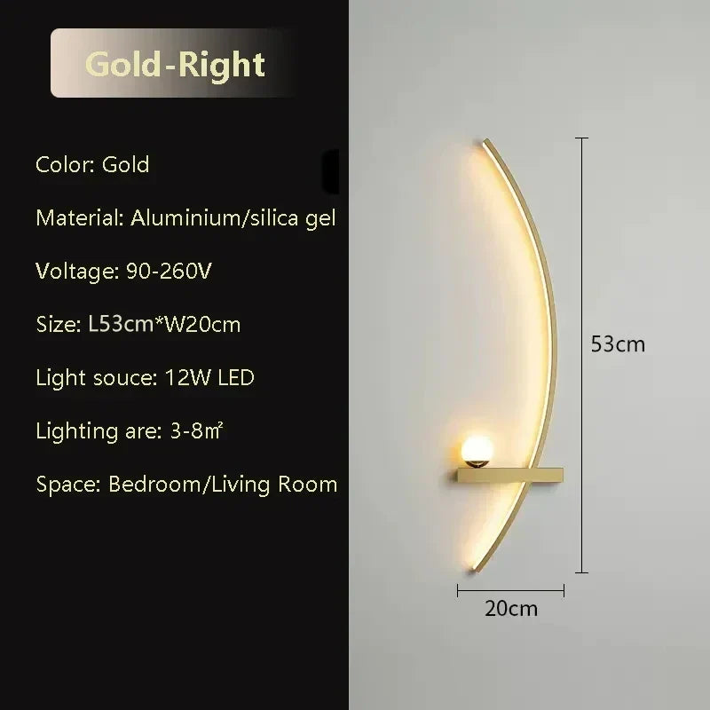 Moderne LED-Wandlampe – Aluminium 53 cm langer Streifenlicht für Schlafzimmer, Wohnzimmer, Flur und Innenräume – Dimmbare mit Fernbedienung