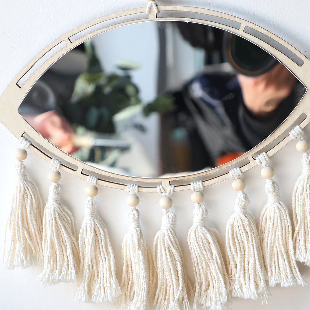 Boho Makramee Augen Spiegel Wanddekoration