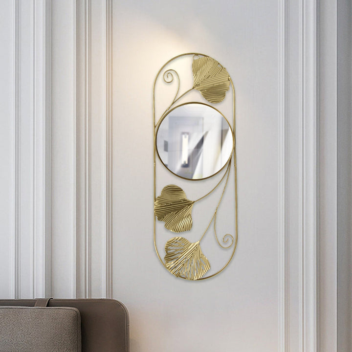 Eleganter Metall Ginkgo Blatt Wandspiegel
