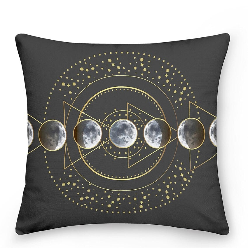 Dekokissen mit Sonne und Mond im astrologischen Stil