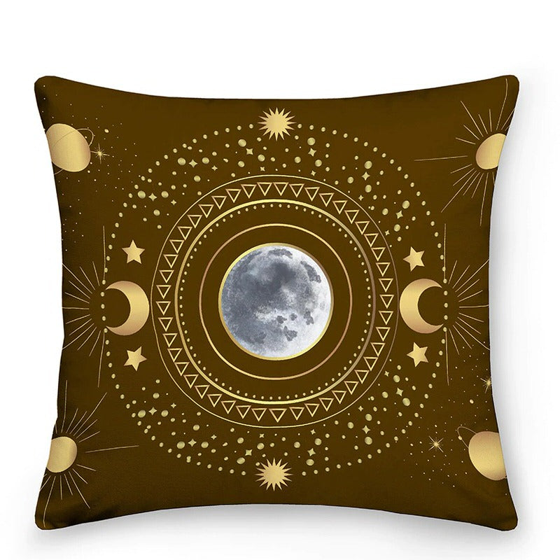 Dekokissen mit Sonne und Mond im astrologischen Stil