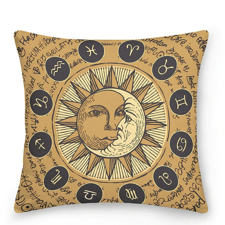Dekokissen mit Sonne und Mond im astrologischen Stil