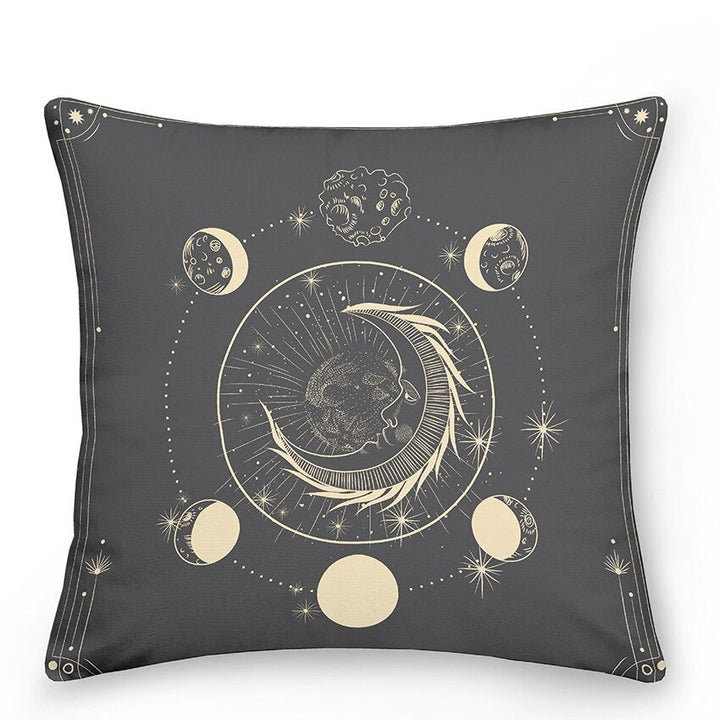Dekokissen mit Sonne und Mond im astrologischen Stil