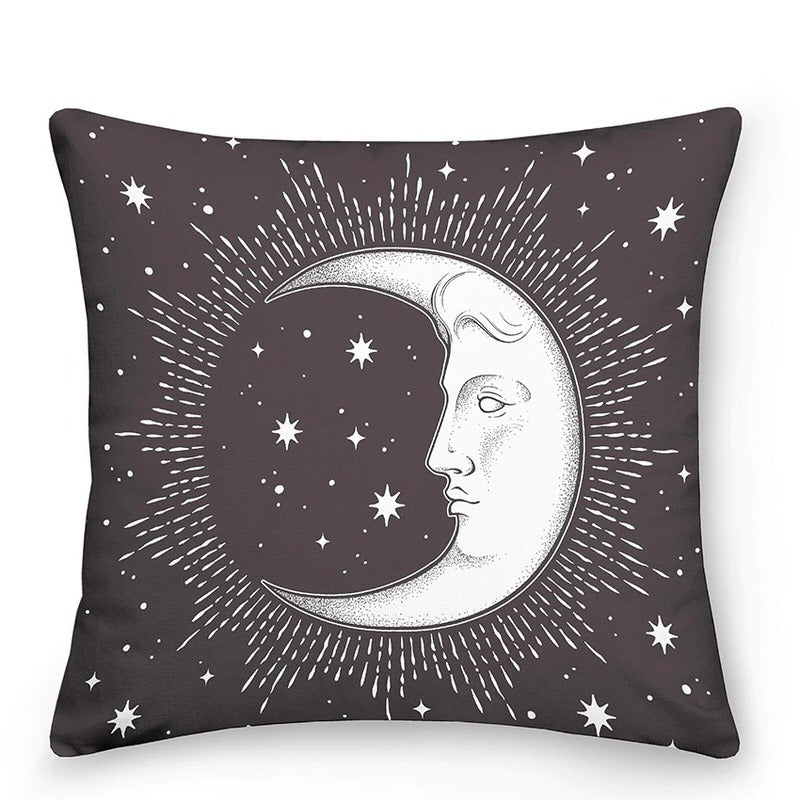 Dekokissen mit Sonne und Mond im astrologischen Stil