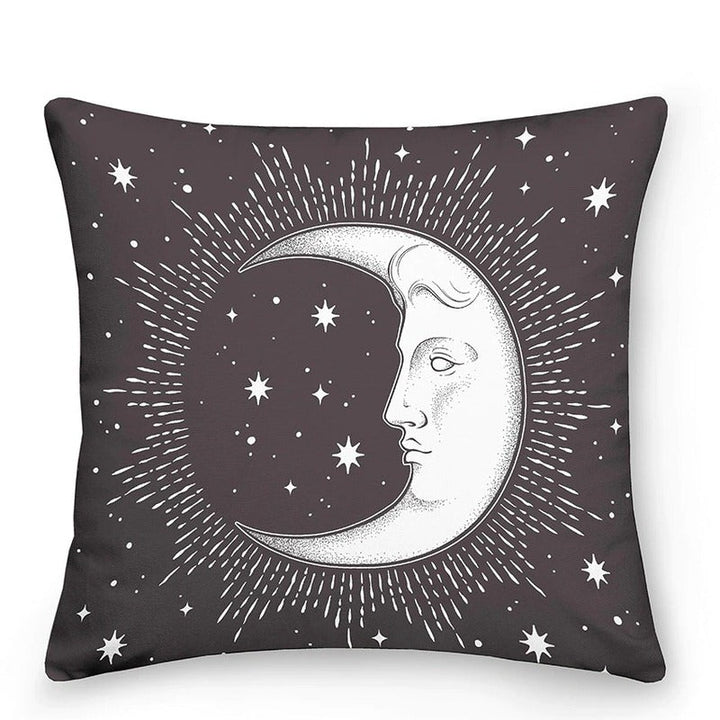 Dekokissen mit Sonne und Mond im astrologischen Stil