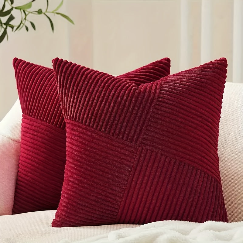 Kissenset | Boho-Stil | Weicher Cord | 2 Stück, 45×45 cm, 50x50 cm