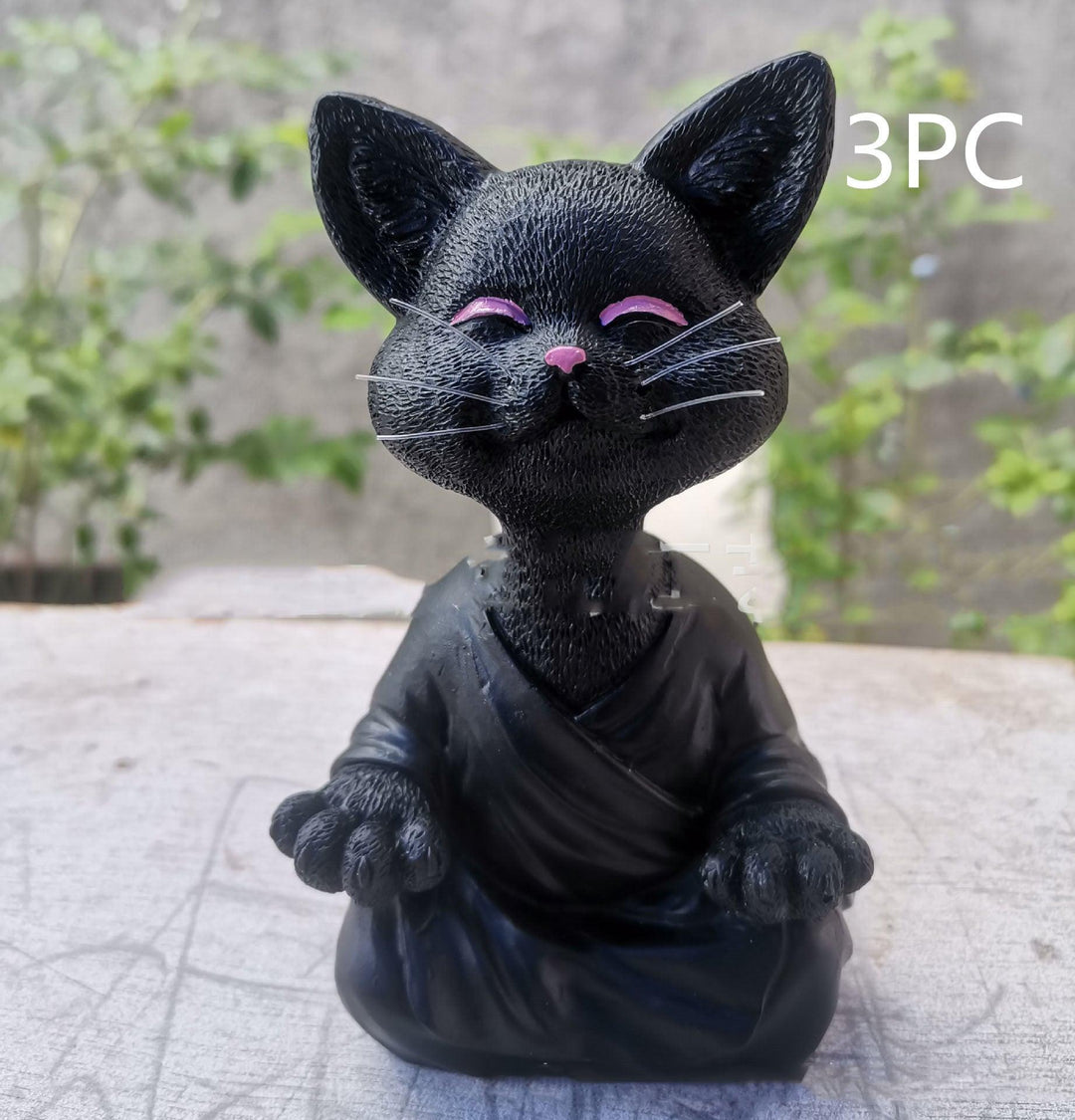 Verspielt Schwarze Buddha Katze Figur Meditation Yoga Sammlerstück Glückliche Katze Dekor Zuhause Garten Dekoration Garten Ornament