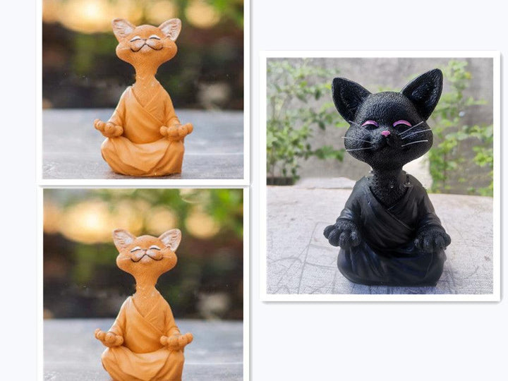 Verspielt Schwarze Buddha Katze Figur Meditation Yoga Sammlerstück Glückliche Katze Dekor Zuhause Garten Dekoration Garten Ornament