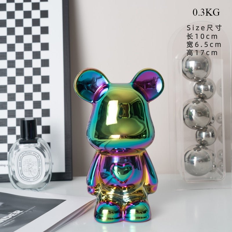 Bunte Keramikbär Skulptur und Statue Sparschwein Tischornament