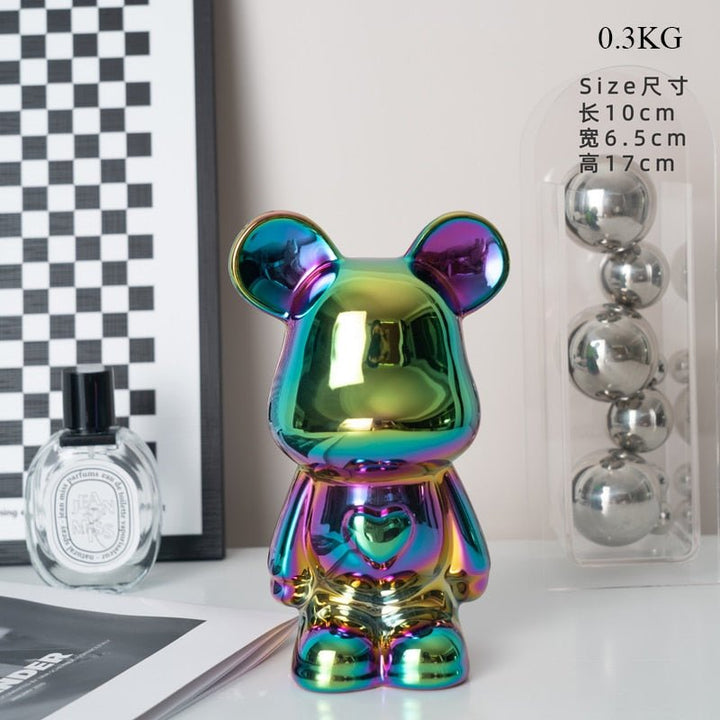 Bunte Keramikbär Skulptur und Statue Sparschwein Tischornament