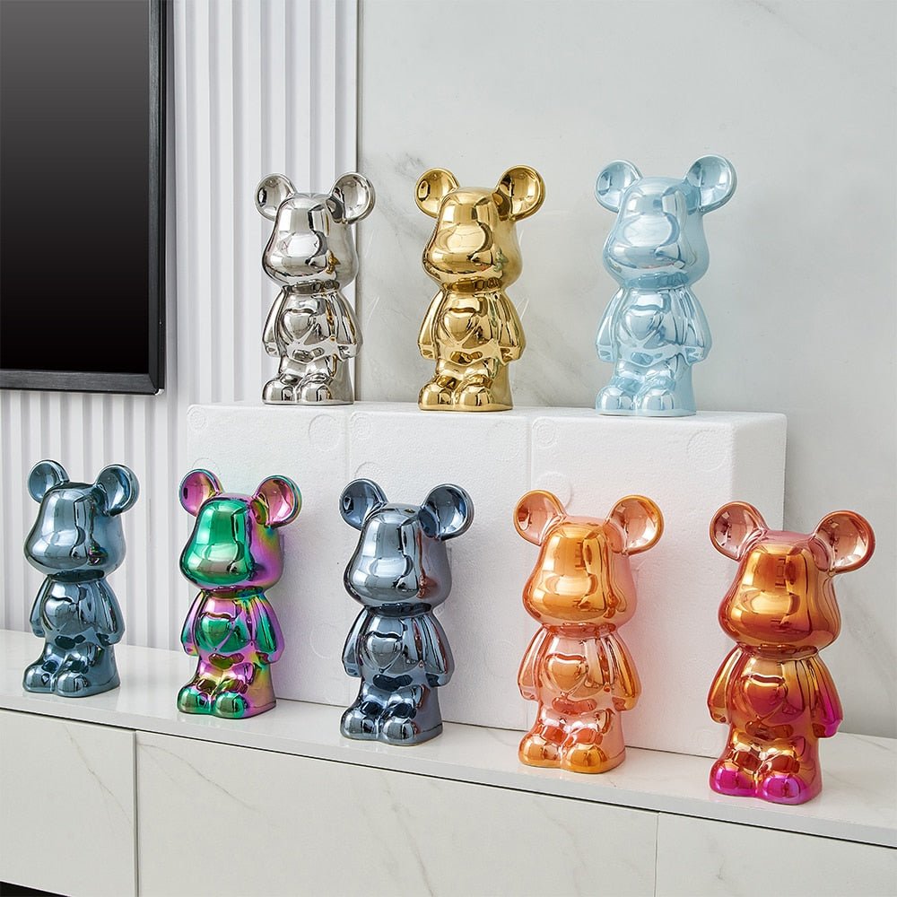 Bunte Keramikbär Skulptur und Statue Sparschwein Tischornament