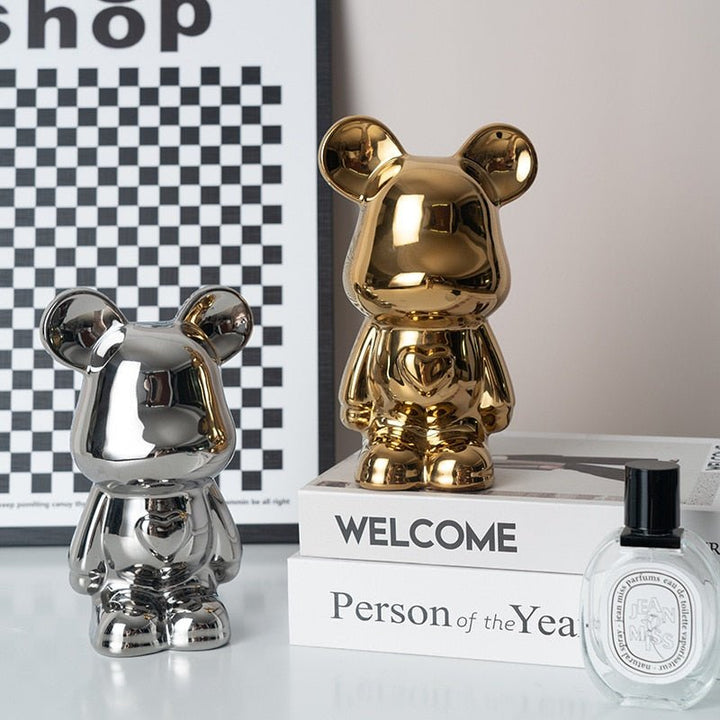Bunte Keramikbär Skulptur und Statue Sparschwein Tischornament