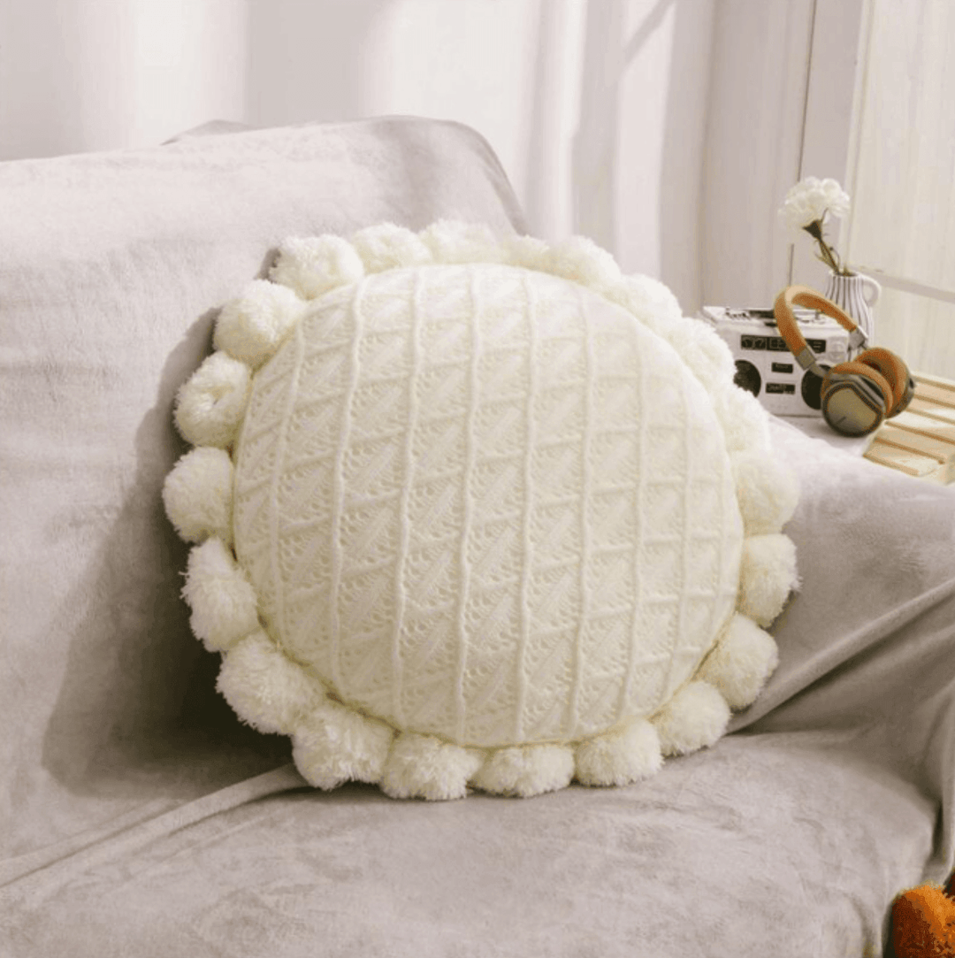 Süße Pom Pom Quaste Runde Kissen