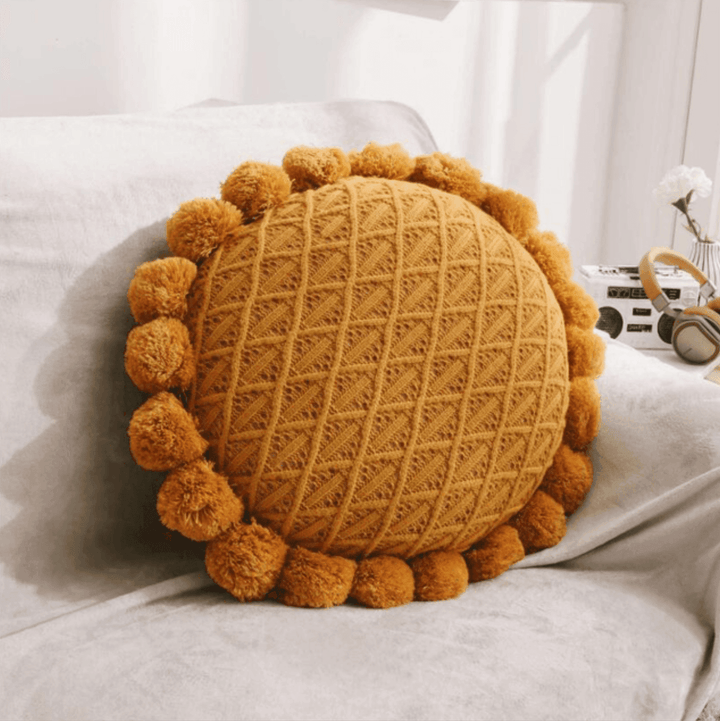 Süße Pom Pom Quaste Runde Kissen