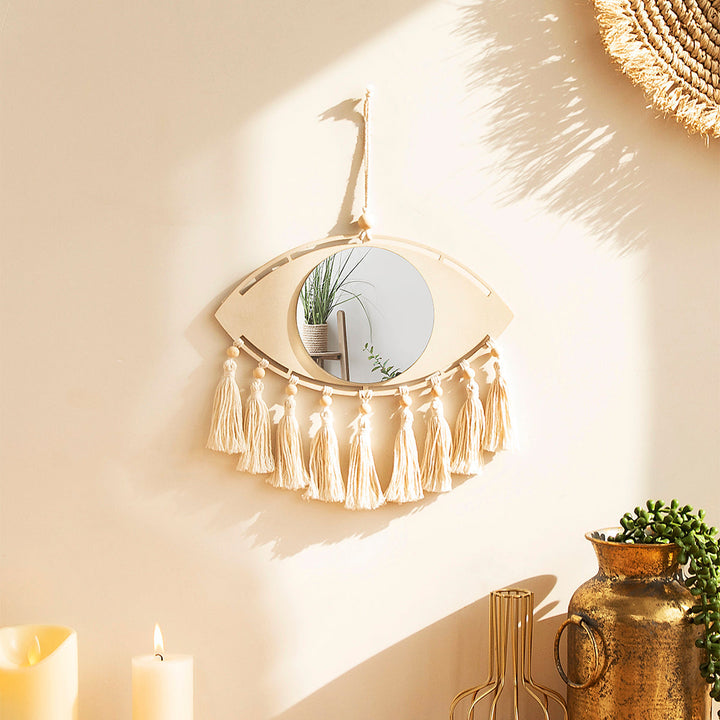 Boho Makramee Augen Spiegel Wanddekoration