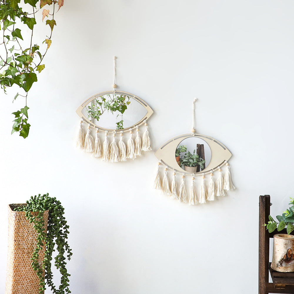 Boho Makramee Augen Spiegel Wanddekoration