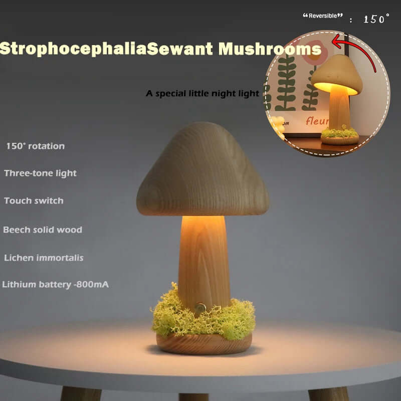 Verdrehte Pilz Nacht Warm Licht Berührung Schlafzimmer Kopfteil Nachtlicht Buchenholz LED USB Dekorative Atmosphäre Lampen Wohnkultur