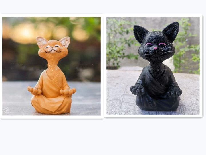 Verspielt Schwarze Buddha Katze Figur Meditation Yoga Sammlerstück Glückliche Katze Dekor Zuhause Garten Dekoration Garten Ornament