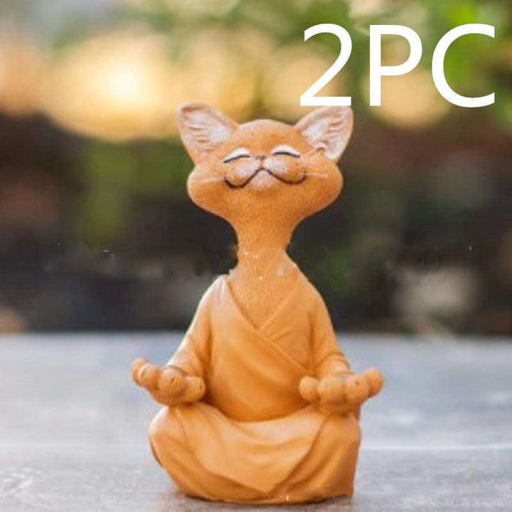 Verspielt Schwarze Buddha Katze Figur Meditation Yoga Sammlerstück Glückliche Katze Dekor Zuhause Garten Dekoration Garten Ornament