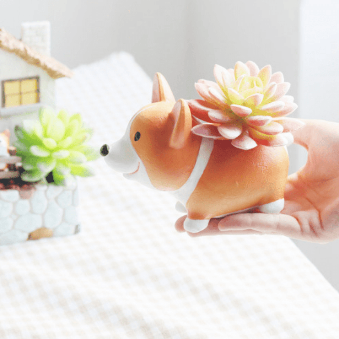 Resin Corgi Mini Blumentopf